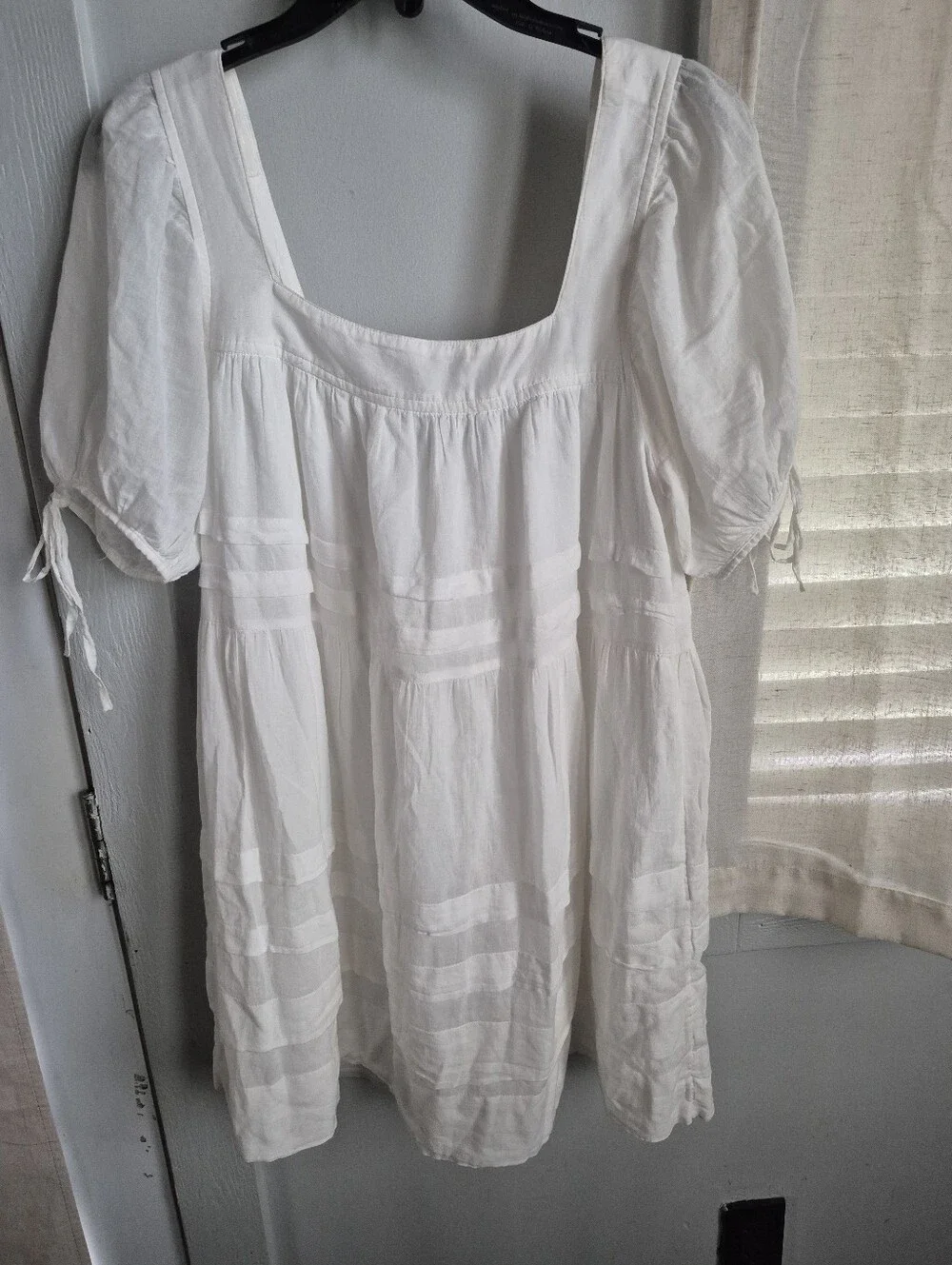 J. Crew White Calliste Mini Dress with Puff Sleeves
